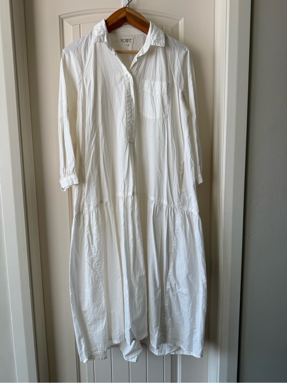 Rowie the Label White Button-Front Dropwaist Dress | organic cotton